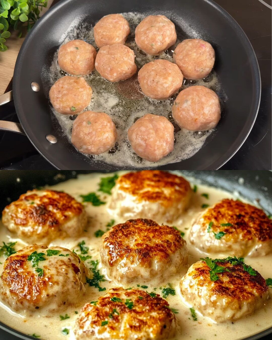 Chicken Meatballs in Honey Mustard Sauce with Boiled Potatoes