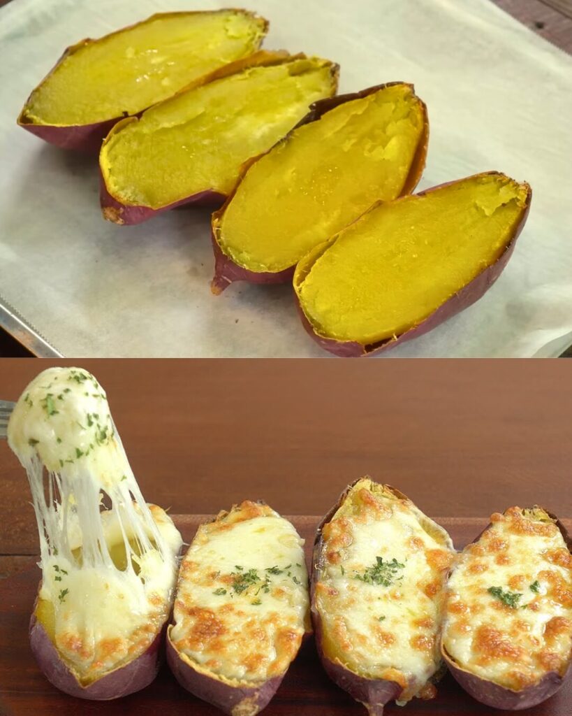 Honey Sweet Potatoes with Mozzarella and Butter
