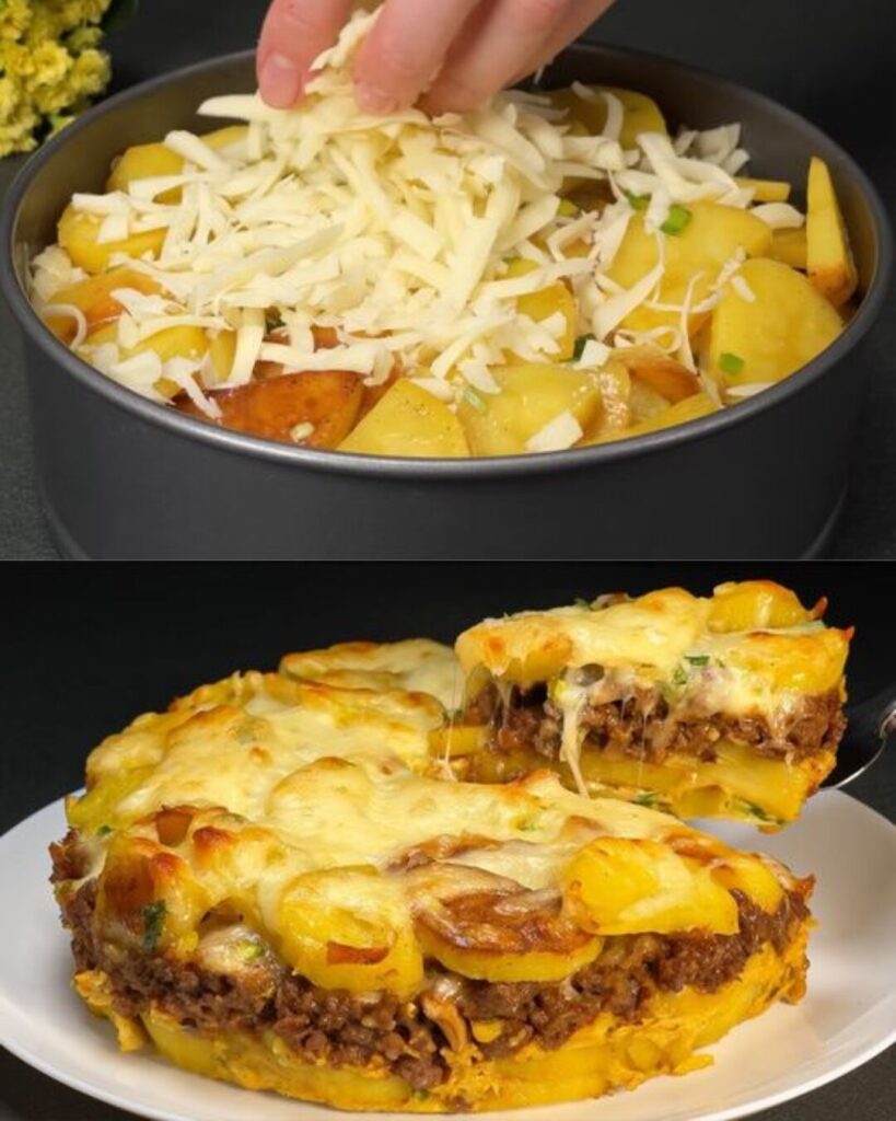 Delicious Layered Potato and Meat Casserole