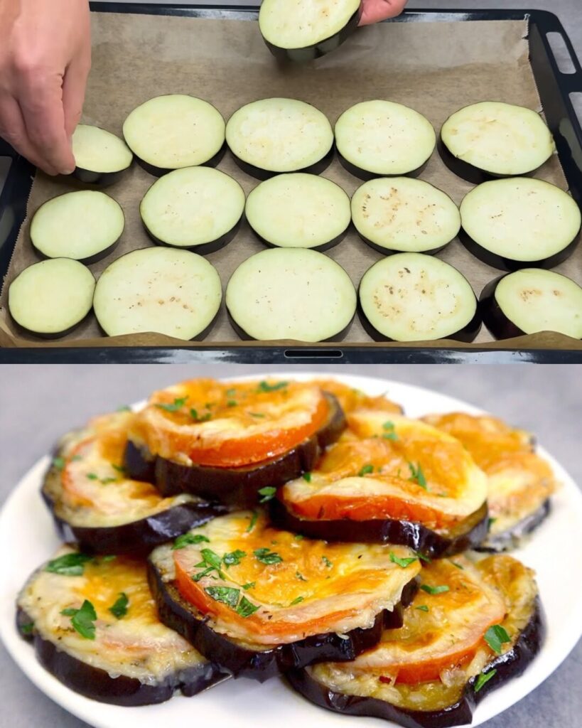 Baked Eggplant, Tomato, and Mozzarella Stacks