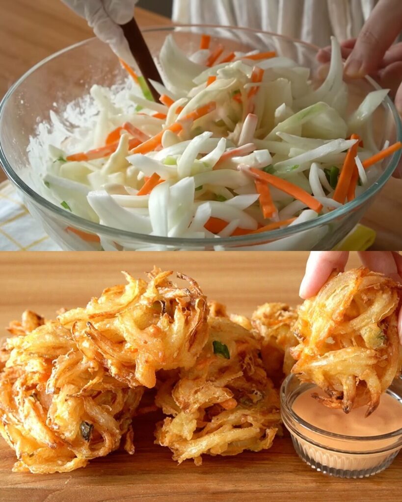 Crispy Onion Fritters with Sriracha Mayonnaise Dip