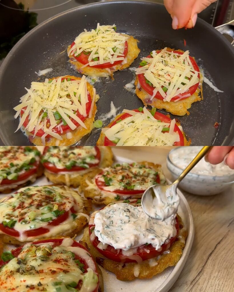 Cheesy Potato Patties with Garlic Sauce