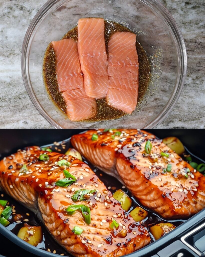 Air Fryer Teriyaki Salmon finished dish