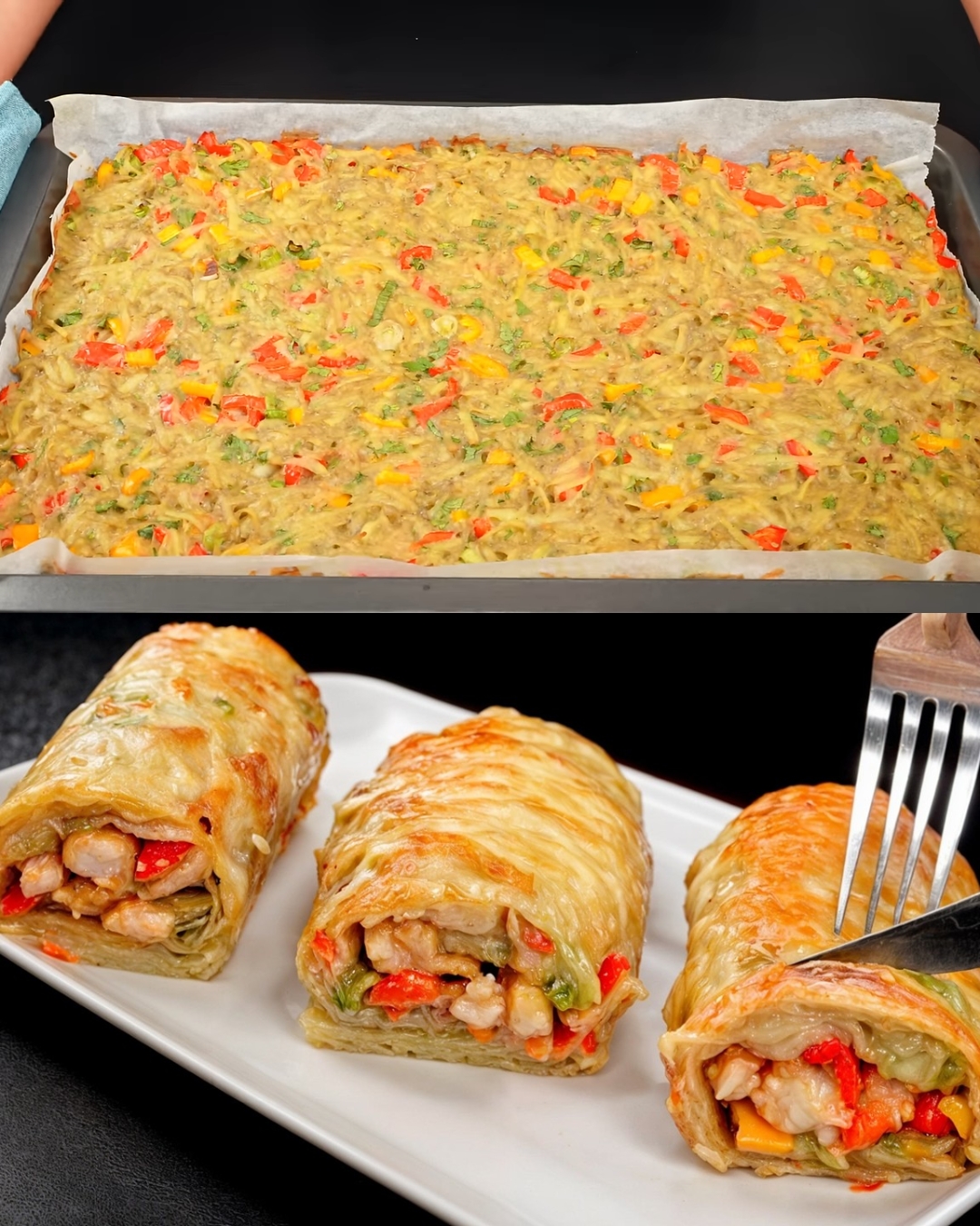 Cheesy Chicken and Veggie Rolls with Yogurt Dipping Sauce