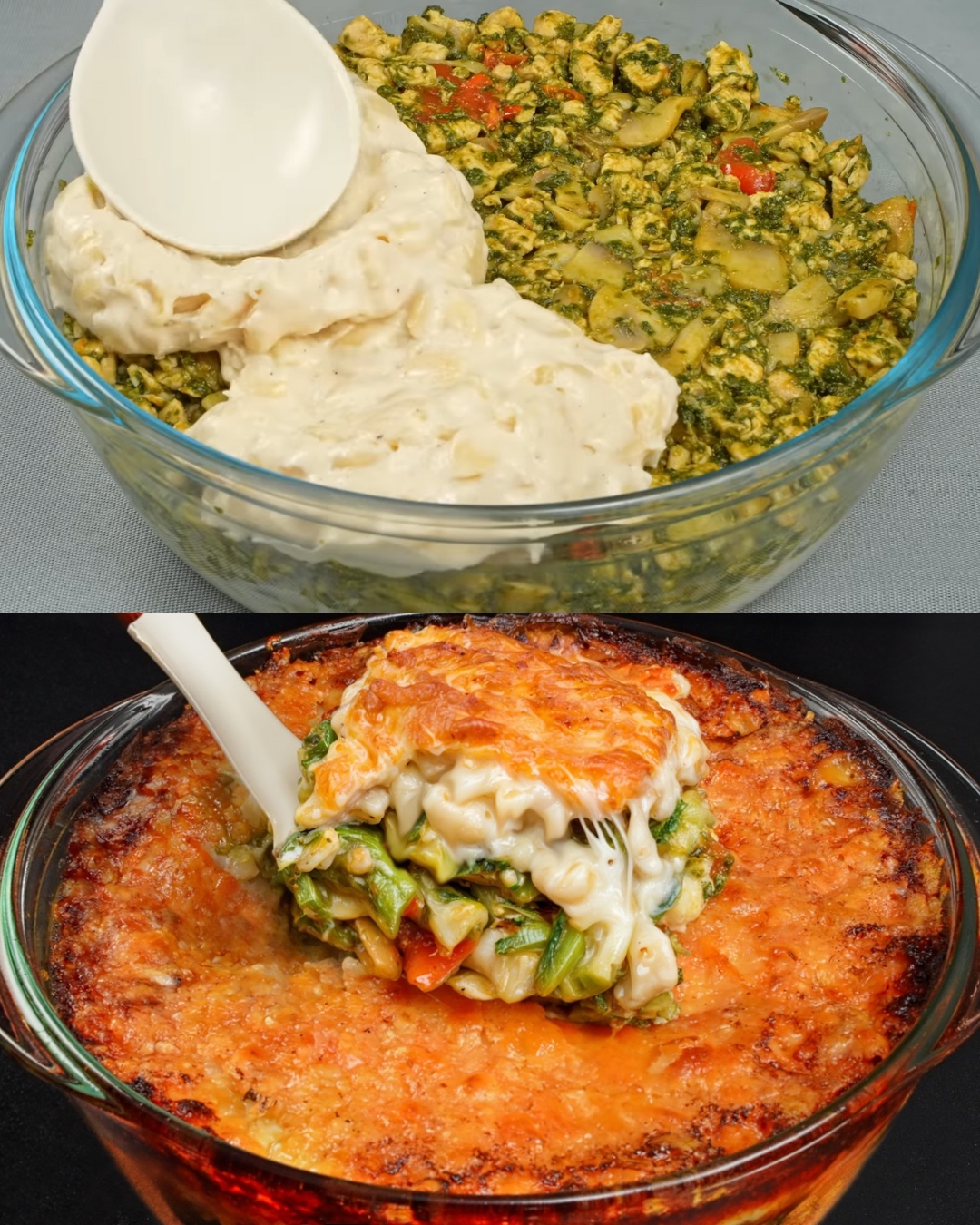 Creamy Chicken and Spinach Pasta Casserole
