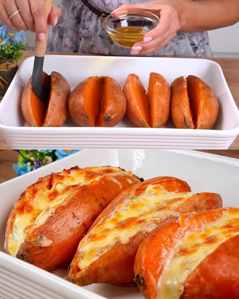 Savory Baked Sweet Potato and Mushroom Delight