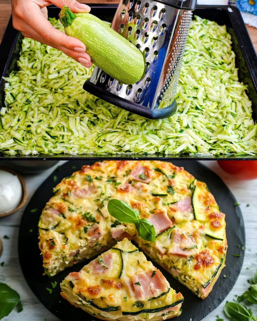 Cheesy Ham and Zucchini Bake