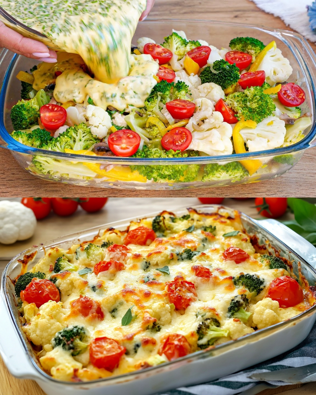 Vegetable Casserole with Cheese and Garlic