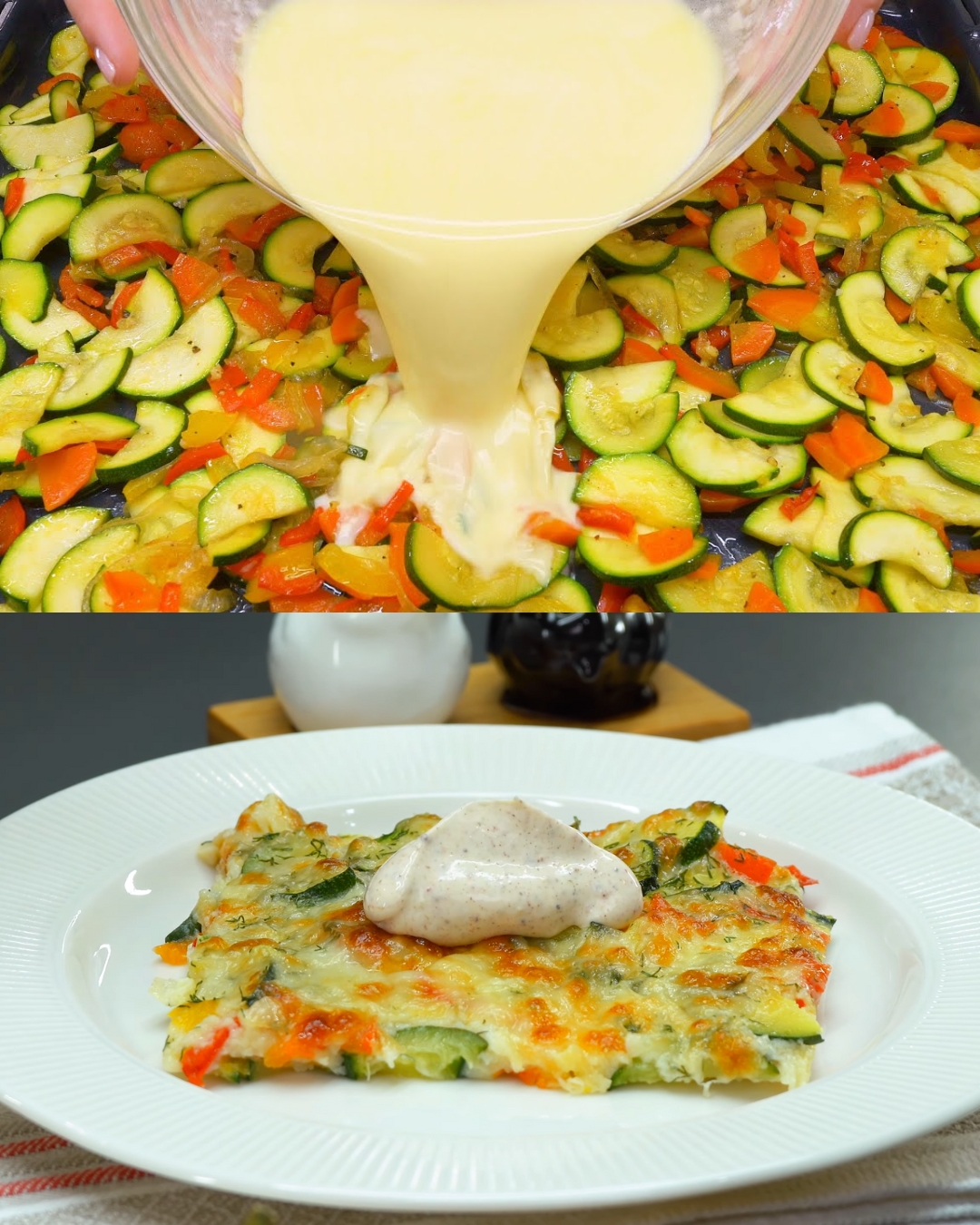 Zucchini Frittata with Vegetables and Mozzarella