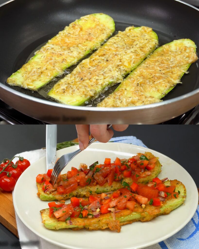 Crispy Zucchini Fritters with Tomato Salad