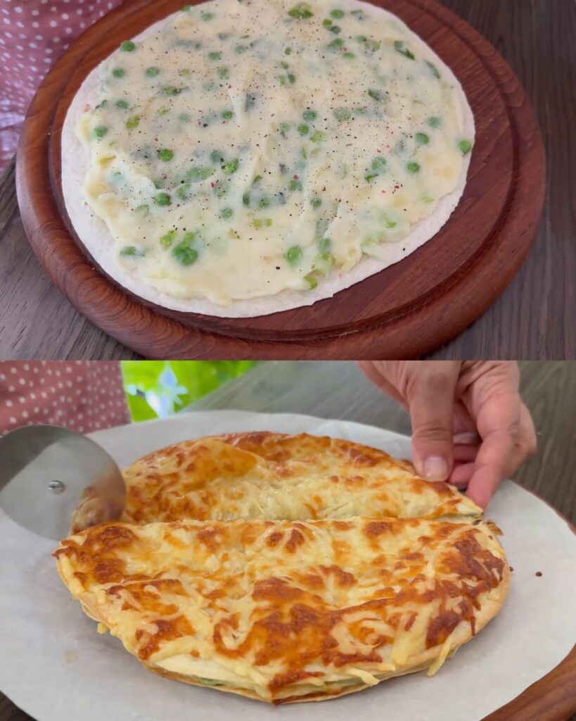 Cheesy Potato and Pea Tortilla Bake