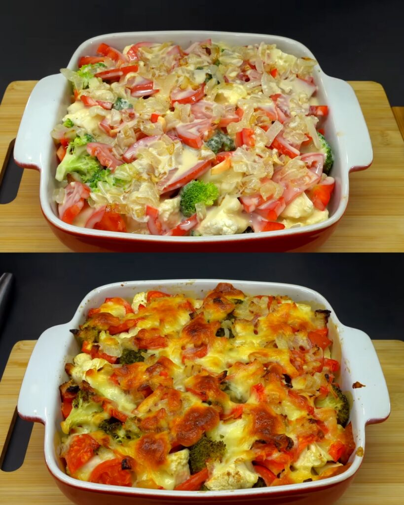 Vegetable Casserole with Cheese and Egg Batter