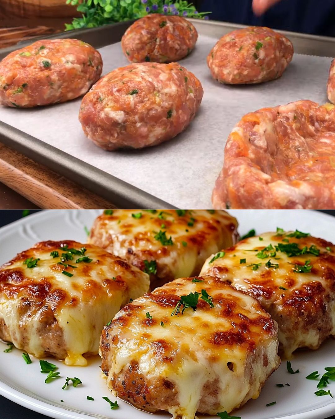 Baked Meatballs with Roasted Potatoes and Mushrooms