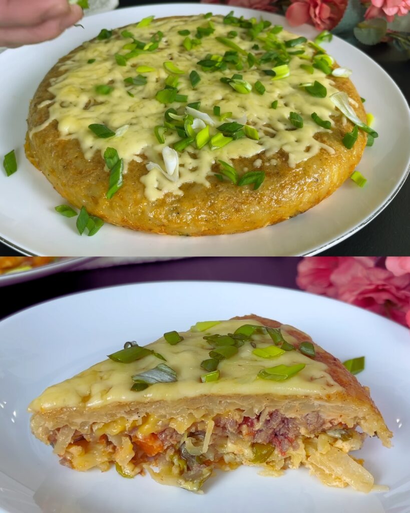 Potato and Meat Casserole with Cheese and Vegetables