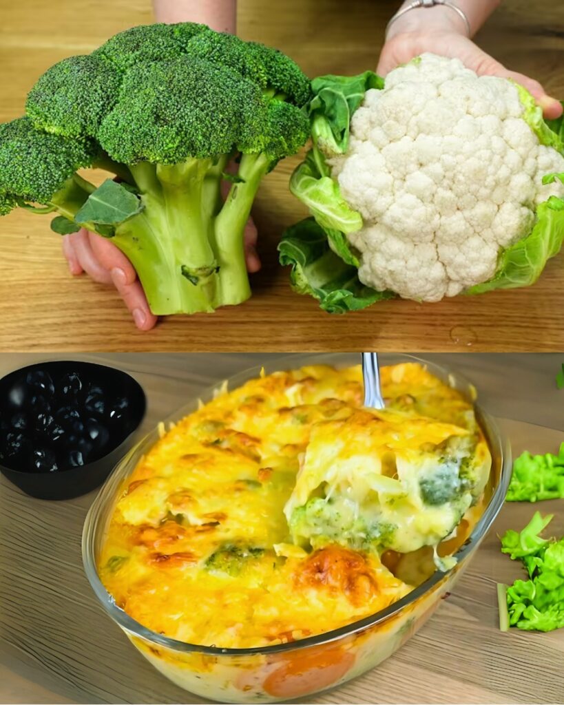 Cheesy Broccoli and Cauliflower Casserole