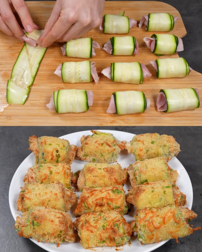 Crispy Zucchini Rolls with Ham and Cheese (Air Fryer Recipe)