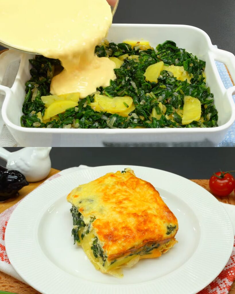 Creamy Spinach and Potato Bake with Cheese Sauce