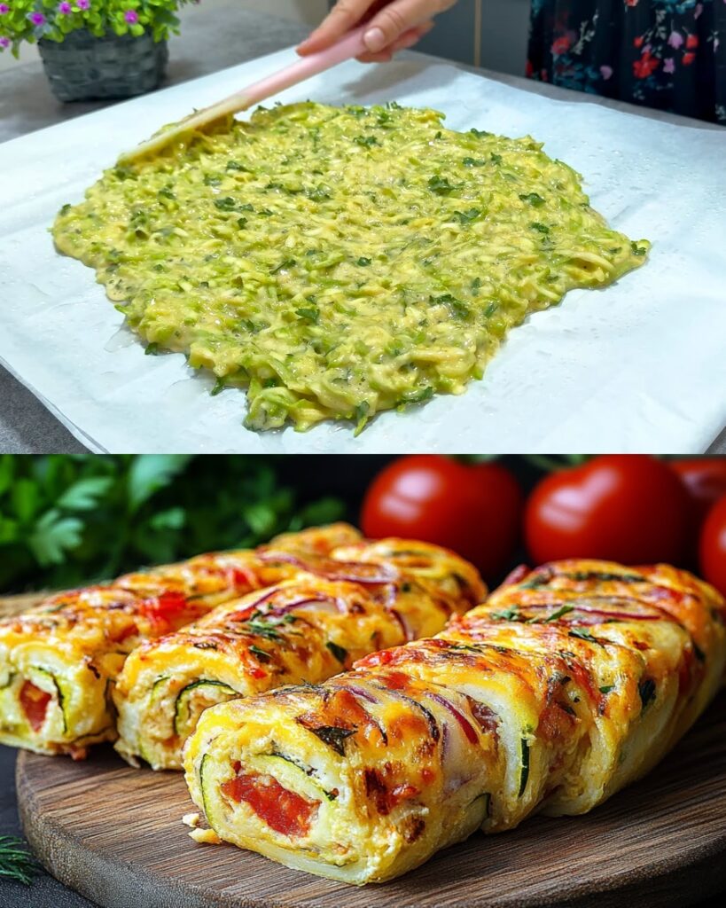 Zucchini Roll with Ricotta and Roasted Vegetables