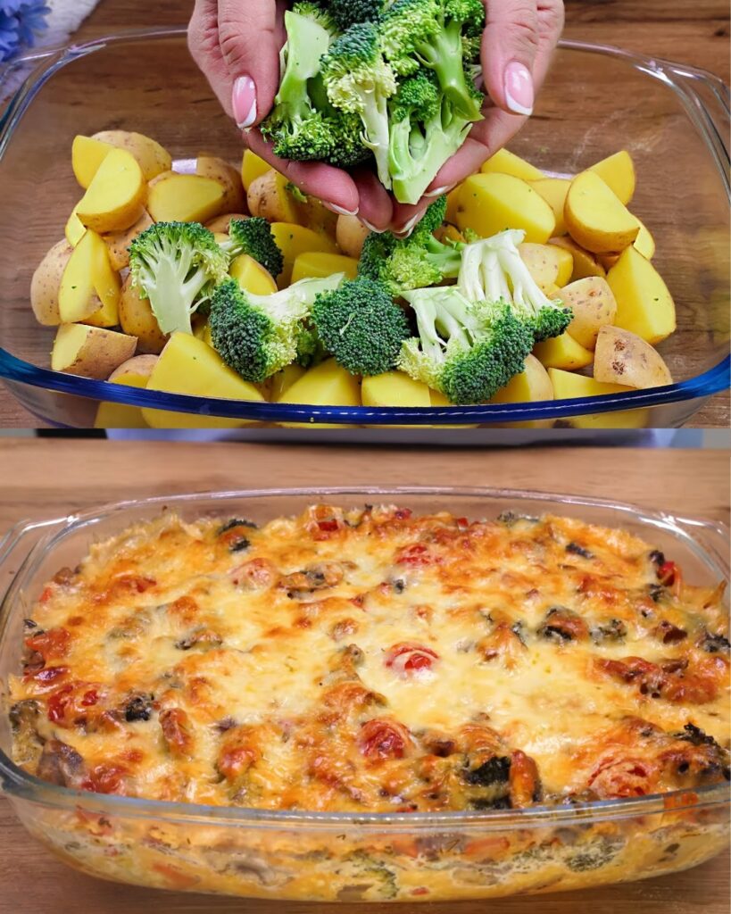 Vegetable Frittata with Broccoli, Mushrooms, and Cheese