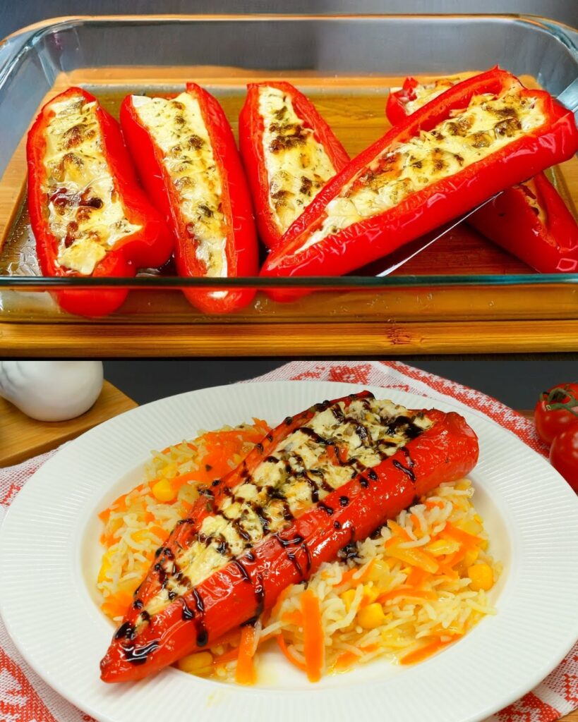 Spanish-Inspired Stuffed Peppers with Feta, Parmesan, and Herbed Rice
