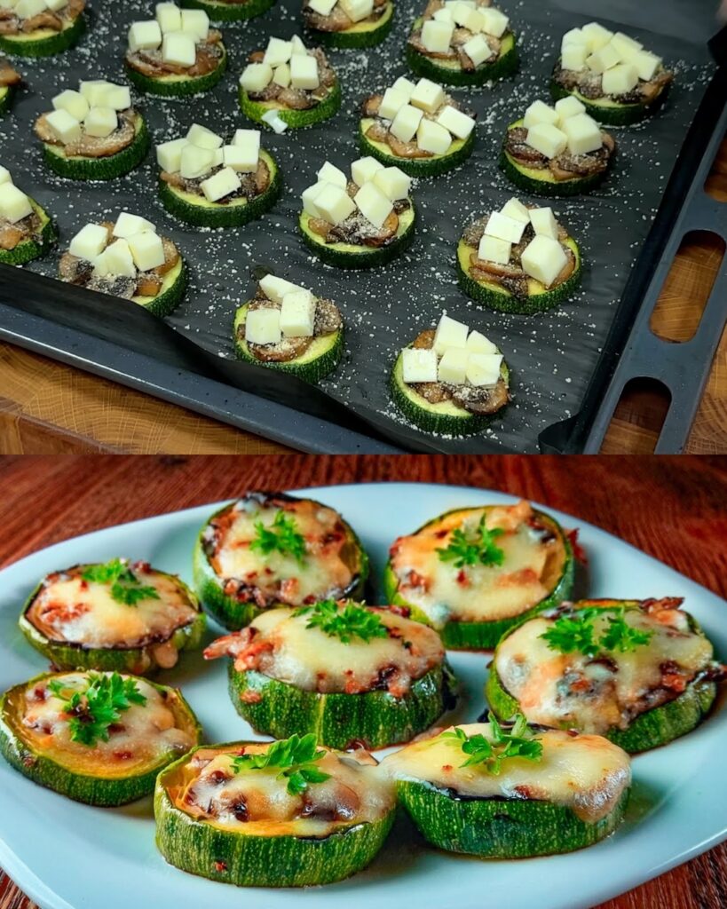 Baked Zucchini with Mushrooms and Mozzarella