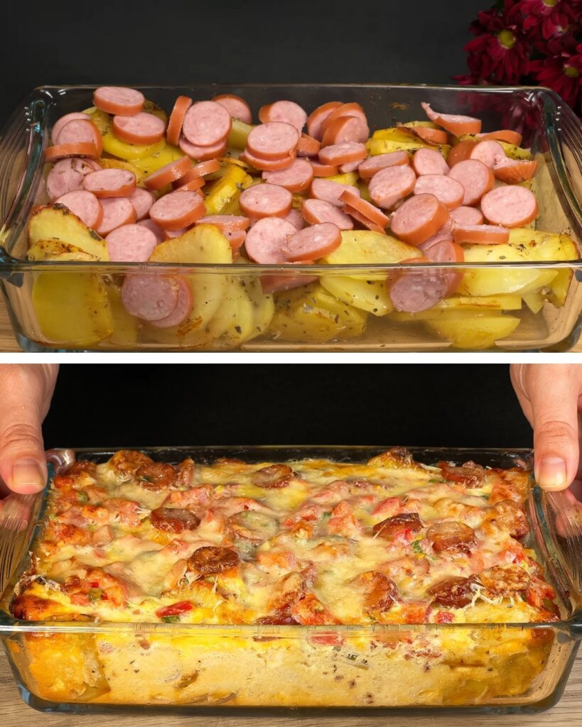 Potato and Sausage Bake with Sour Cream and Dill Salad