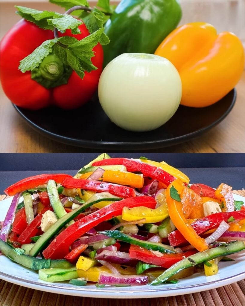 Colorful Pepper and Feta Salad with Sesame Sauce