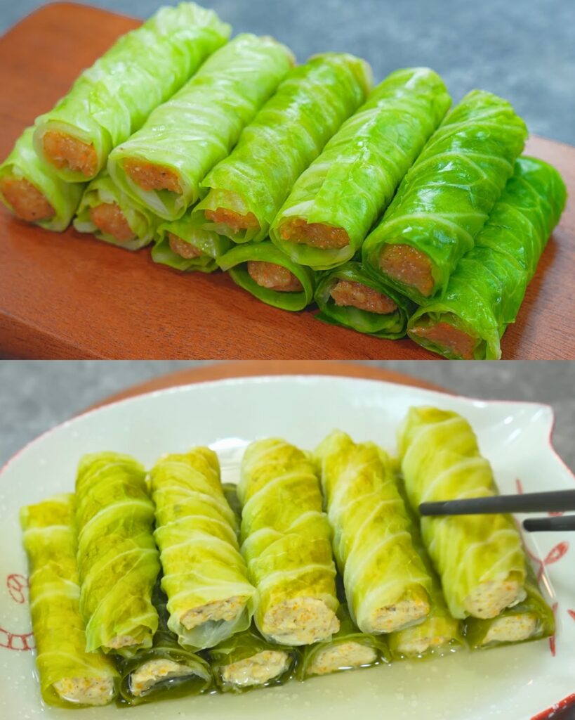 Cabbage Rolls with Chicken and Vegetable Filling