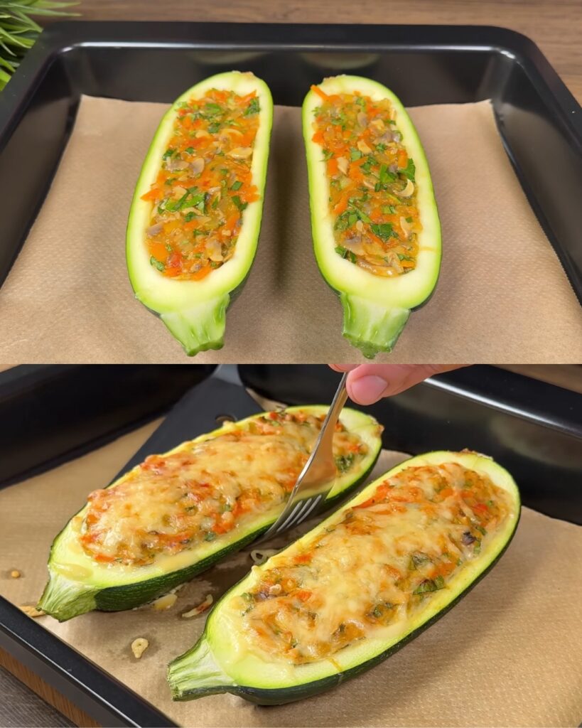 Stuffed Zucchini with Vegetables and Cheese