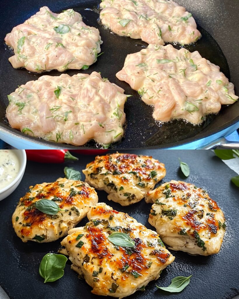 Crispy Chicken Cubes with Sour Cream and Herbs