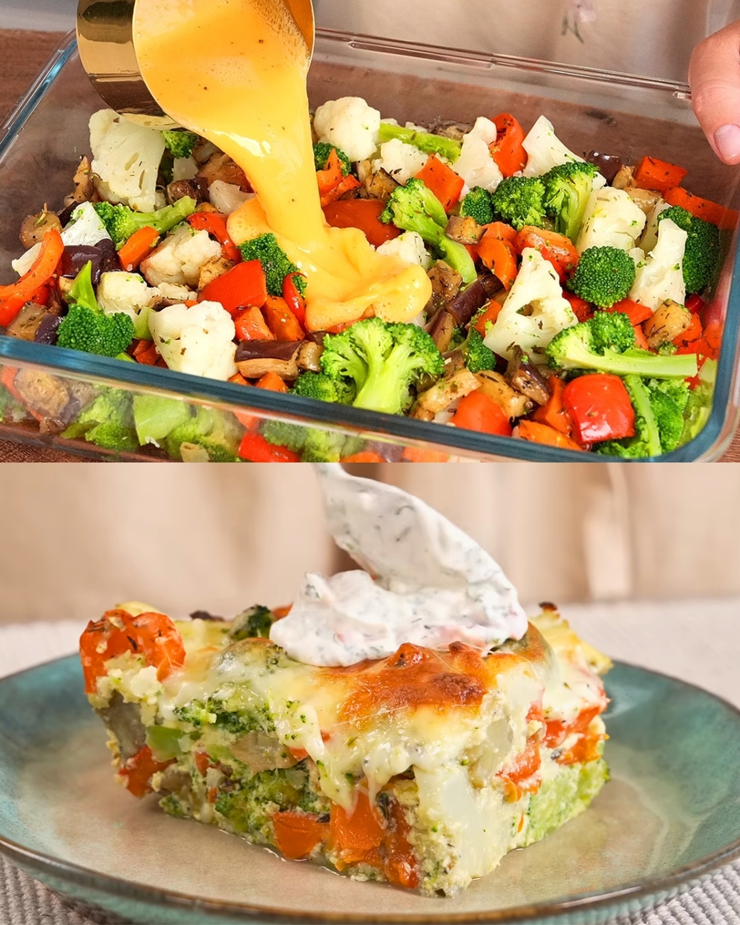 Vegetable and Cheese Casserole with Sour Cream and Garlic
