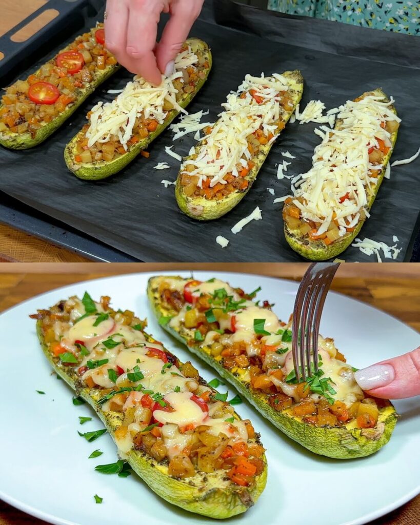 Stuffed Zucchini with Vegetables and Cheese