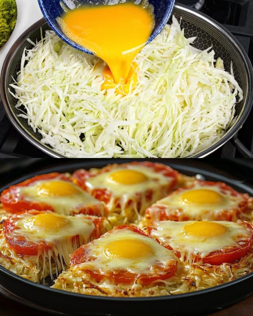 Cabbage Pancakes with Mozzarella and Parmesan Toppings