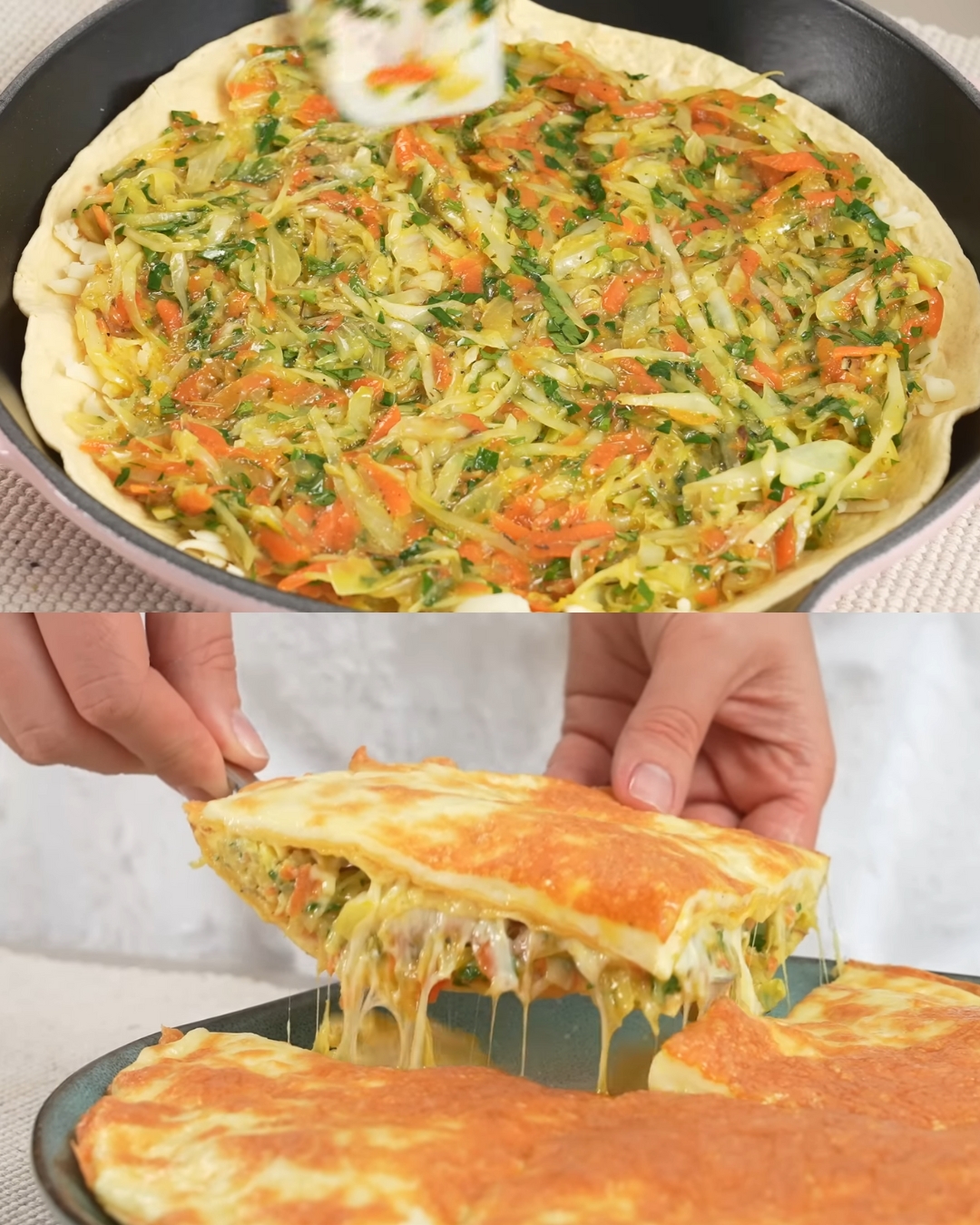 Cabbage and Mozzarella Tortilla Bake