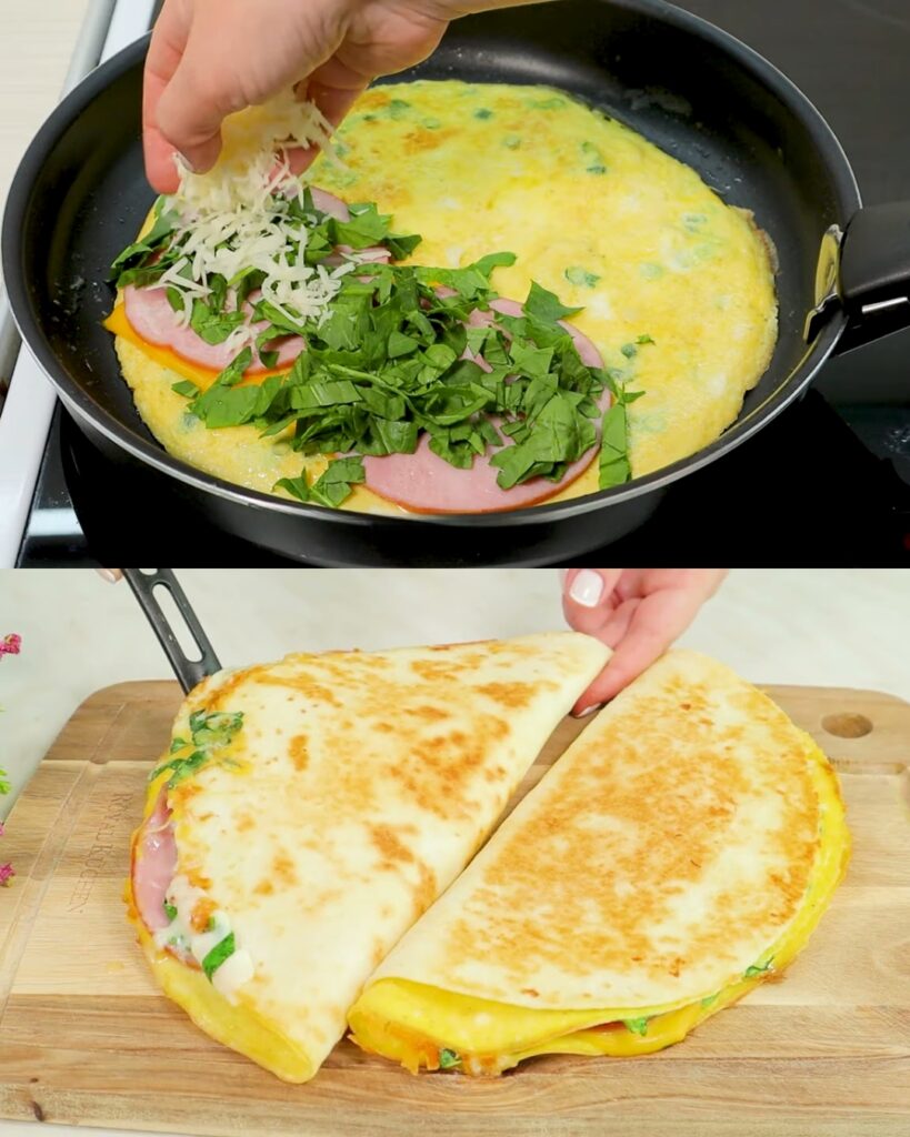 Cheese and Spinach Tortilla Breakfast Wrap