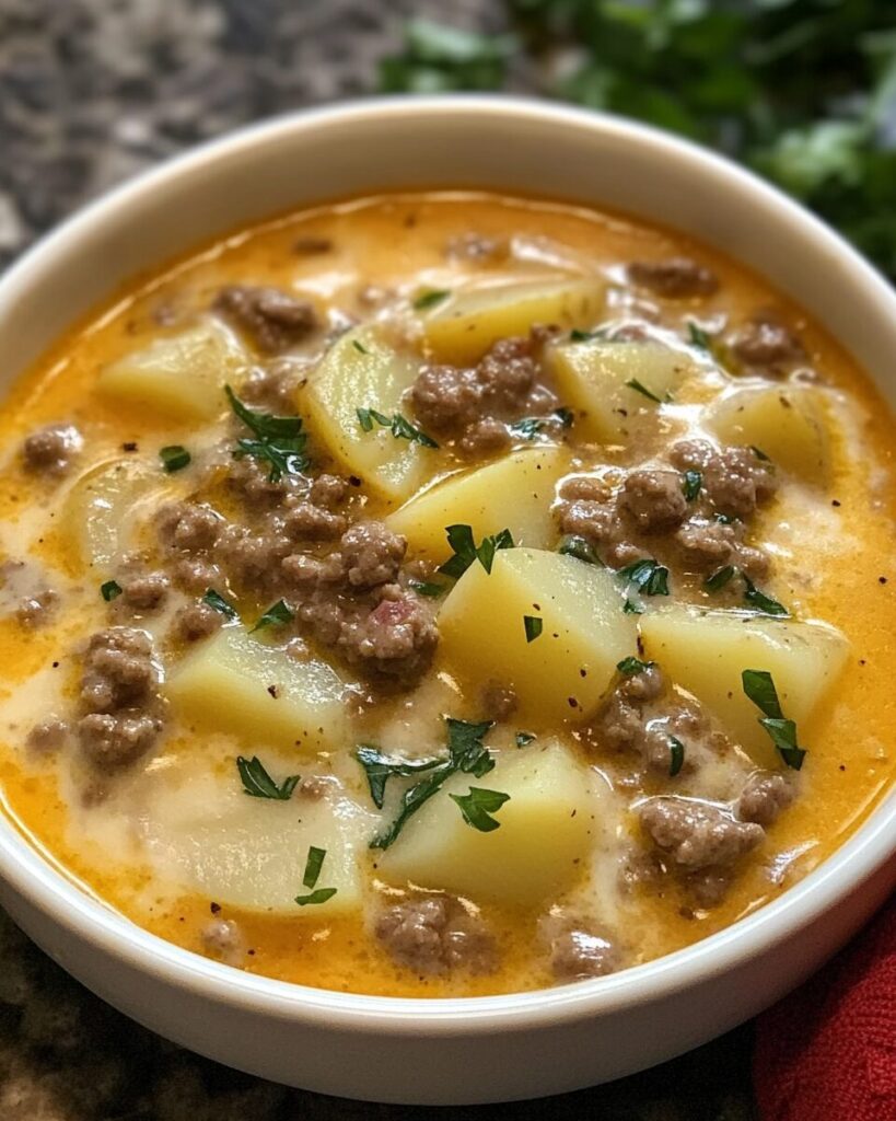 Cheesy Hamburger Potato Soup