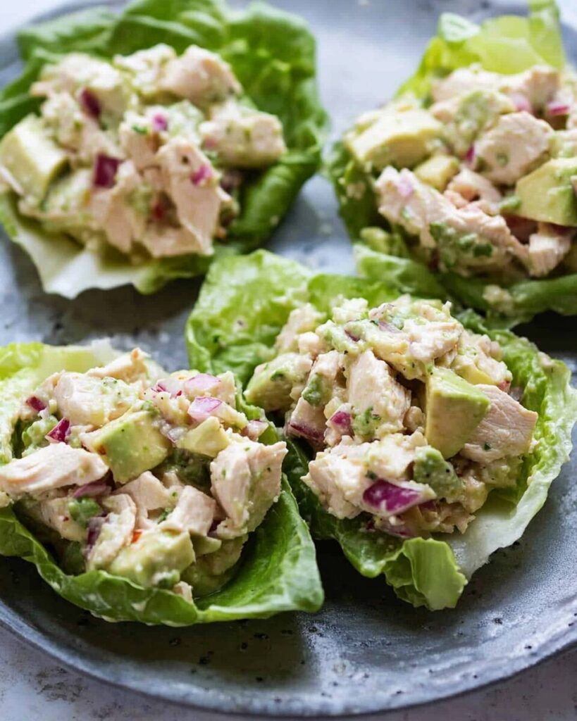 Avocado Chicken Salad Lettuce Wraps
