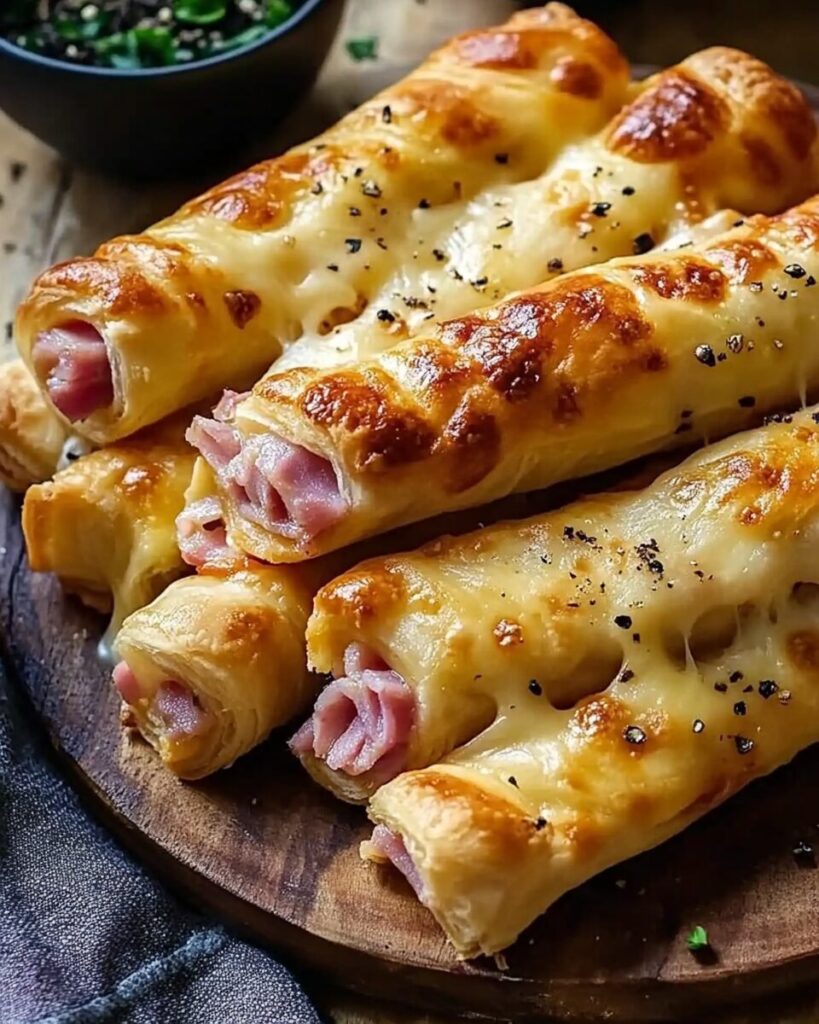 Cheesy Ham and Puff Pastry Sticks