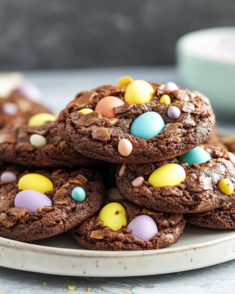 Easter Egg Brownie Cookies finished dish