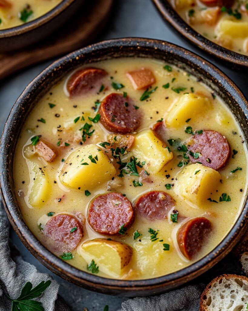 Kielbasa Potato Soup finished dish