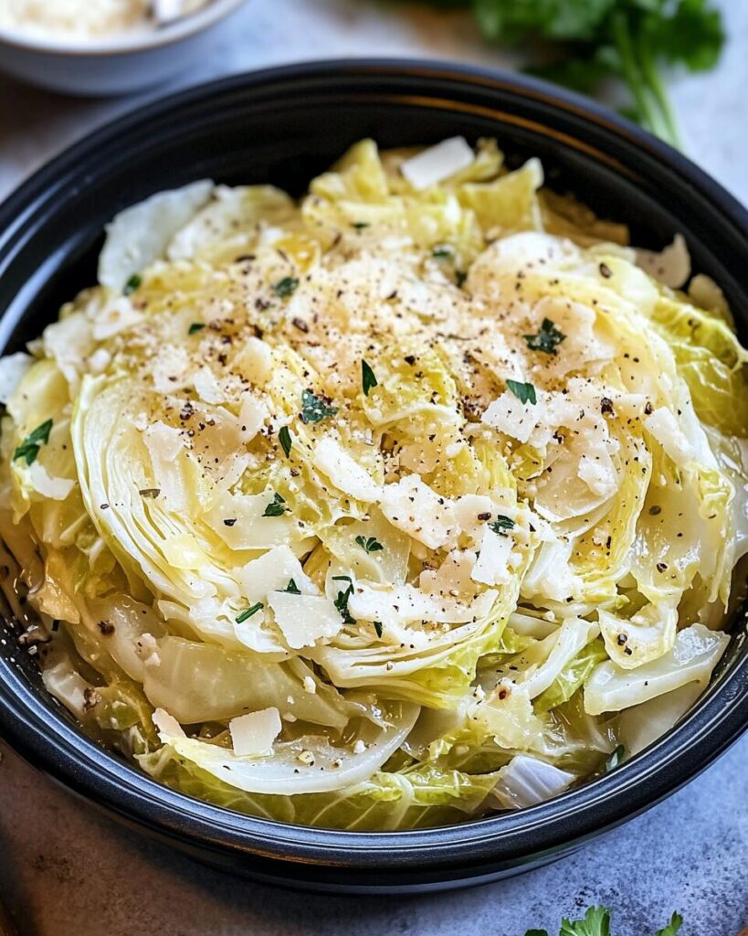 Slow Cooker Garlic Parmesan Cabbage