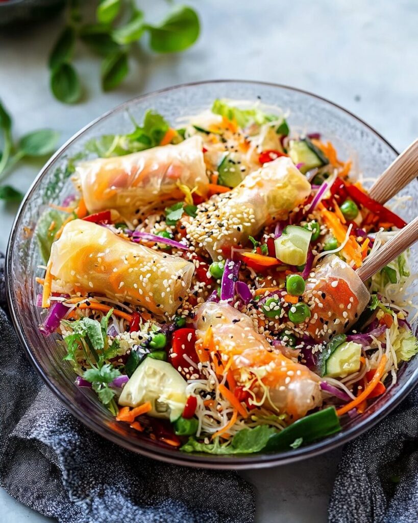 Spring Roll Salad with Spicy Ginger Dressing
