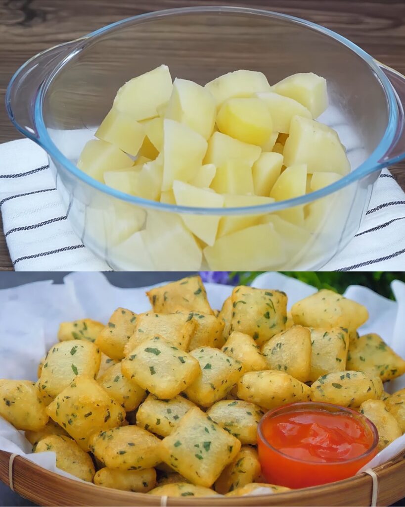Crispy Potato Fries with Celery Leaves