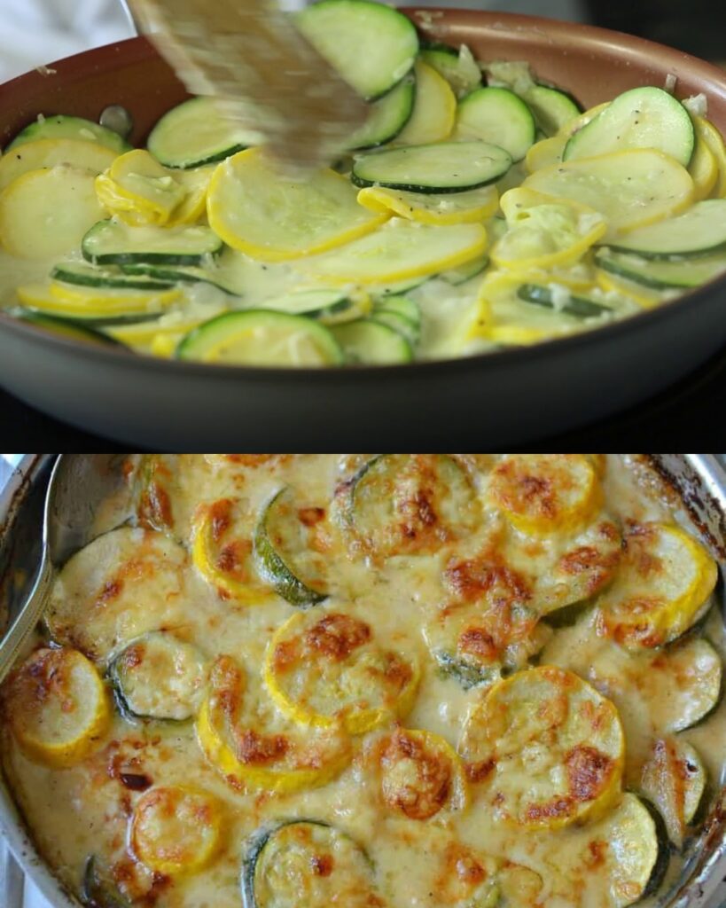 Creamy Baked Zucchini and Yellow Squash Gratin