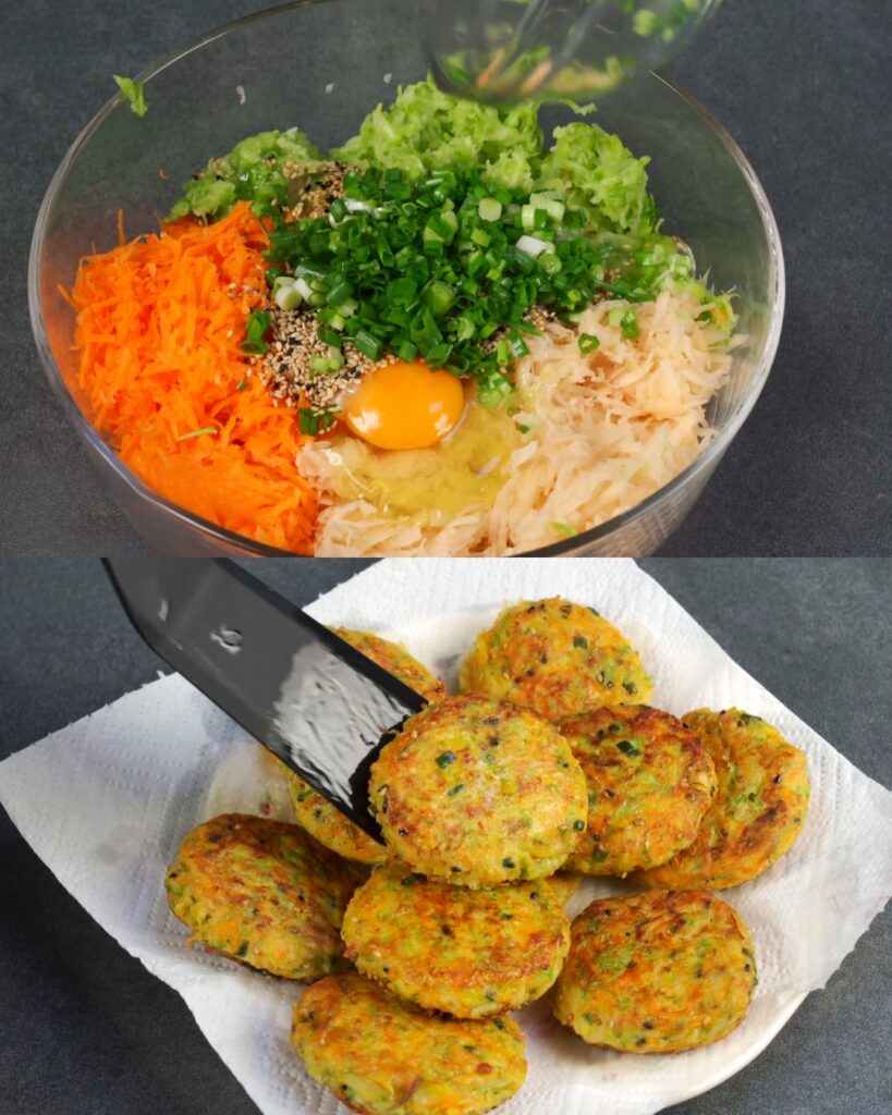 Crispy Vegetable Pancakes with Sesame and Green Onion