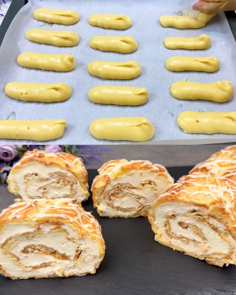 Layered Cream Cake with Vanilla Custard, Sour Cream Filling, and Buttery Pastry Crust