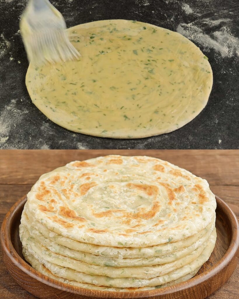 Soft Homemade Herb Flatbreads with Dill and Parsley
