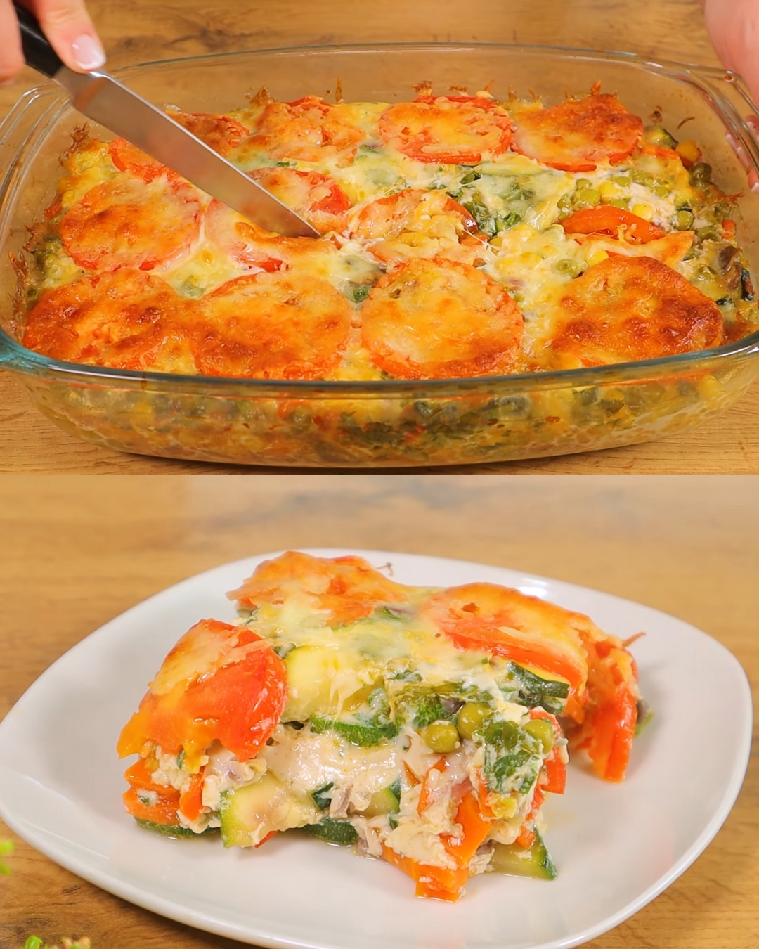 Veggie Egg Casserole with Mozzarella & Creamy Yogurt‑Dill Sauce