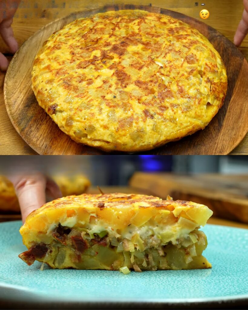 Baked Potato and Tuna Frittata with Emmental and Leek