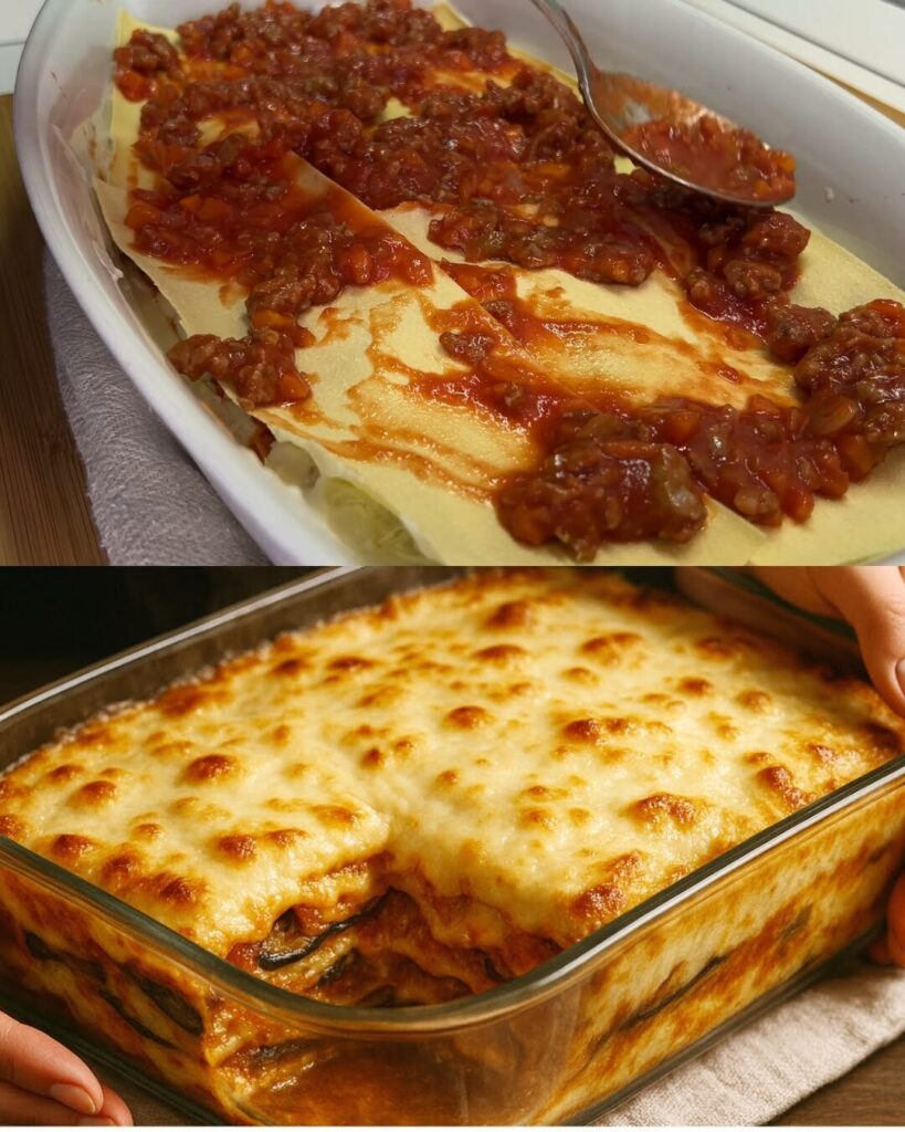 Aubergine Lasagna with Sausage Ragù and Béchamel Sauce